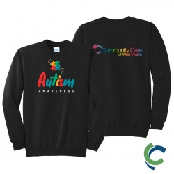 "AUTISM AWARENESS - CCWV" PRINTED BLACK CREW NECK SWEATSHIRT