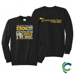 "CHILDHOOD CANCER AWARENESS - CCWV" PRINTED BLACK CREW NECK SWEATSHIRT