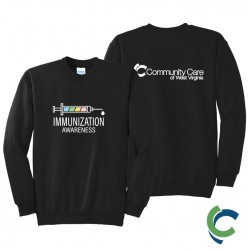"IMMUNIZATION AWARENESS - CCWV" PRINTED BLACK CREW NECK SWEATSHIRT