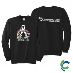 "LUNG CANCER AWARENESS - CCWV" PRINTED BLACK CREW NECK SWEATSHIRT