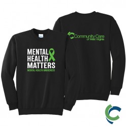 "MENTAL HEALTH AWARENESS - CCWV" PRINTED BLACK CREW NECK SWEATSHIRT