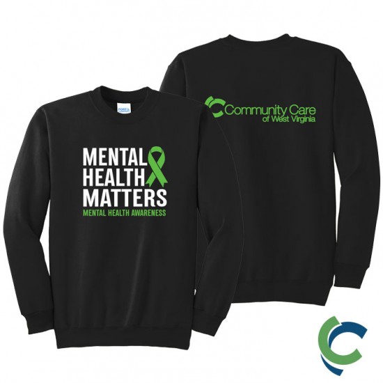 "MENTAL HEALTH AWARENESS - CCWV" PRINTED BLACK CREW NECK SWEATSHIRT