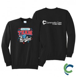 "PHARMACY - CCWV" PRINTED BLACK CREW NECK SWEATSHIRT