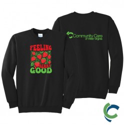"STRAWBERRY FESTIVAL - CCWV" PRINTED BLACK CREW NECK SWEATSHIRT