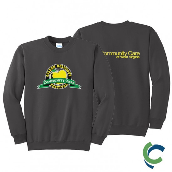 "GOLDEN DELICIOUS FESTIVAL - CCWV" PRINTED CHARCOAL CREW NECK SWEATSHIRT