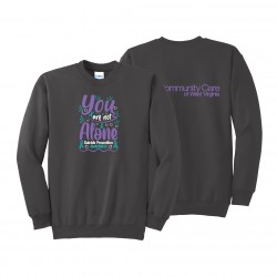 "SUICIDE PREVENTION AWARENESS - CCWV" PRINTED CHARCOAL CREW NECK SWEATSHIRT