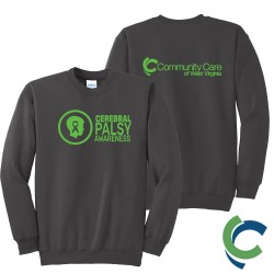 "CEREBRAL PALSY AWARENESS - CCWV" PRINTED CHARCOAL CREW NECK SWEATSHIRT