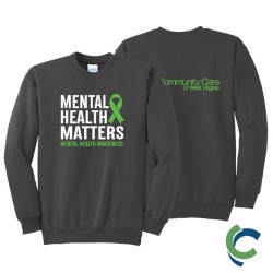 "MENTAL HEALTH AWARENESS - CCWV" PRINTED CHARCOAL CREW NECK SWEATSHIRT