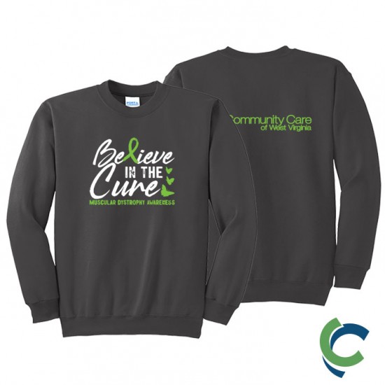 "MUSCULAR DYSTROPHY AWARENESS - CCWV" PRINTED CHARCOAL CREW NECK SWEATSHIRT