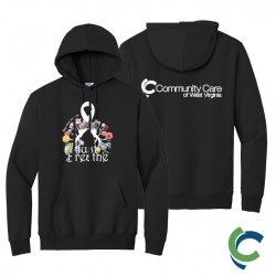 "LUNG CANCER AWARENESS - CCWV" PRINTED BLACK HOODED SWEATSHIRT