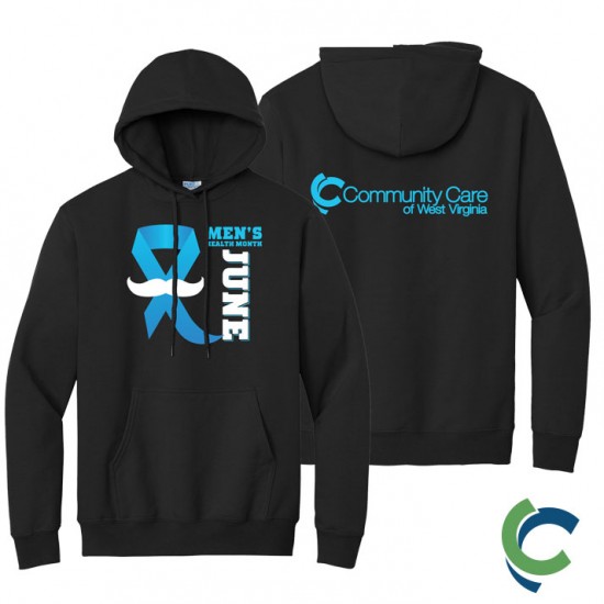 "MEN'S HEALTH - CCWV" PRINTED BLACK HOODED SWEATSHIRT