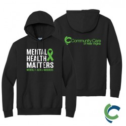 "MENTAL HEALTH AWARENESS - CCWV" PRINTED BLACK HOODED SWEATSHIRT