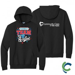 "PHARMACY - CCWV" PRINTED BLACK HOODED SWEATSHIRT