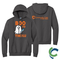 "BOO TO THE FLU - CCWV" PRINTED CHARCOAL HOODED SWEATSHIRT