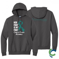 "CERVICAL CANCER AWARENESS - CCWV" PRINTED CHARCOAL HOODED SWEATSHIRT
