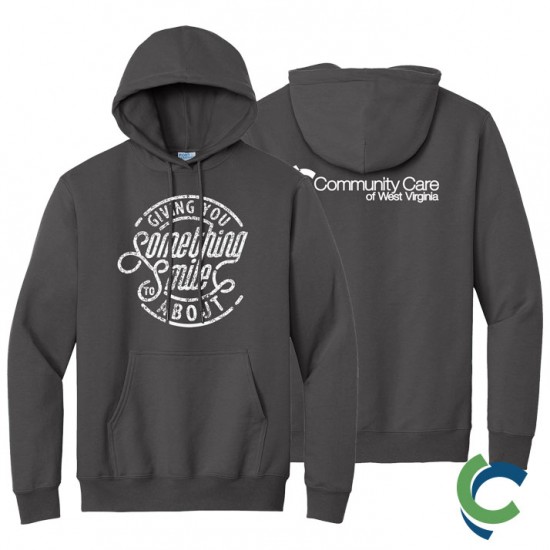 "DENTAL - CCWV" PRINTED CHARCOAL HOODED SWEATSHIRT