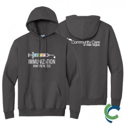 "IMMUNIZATION AWARENESS - CCWV" PRINTED CHARCOAL HOODED SWEATSHIRT