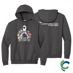 "LUNG CANCER AWARENESS - CCWV" PRINTED CHARCOAL HOODED SWEATSHIRT