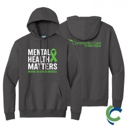 "MENTAL HEALTH AWARENESS - CCWV" PRINTED CHARCOAL HOODED SWEATSHIRT