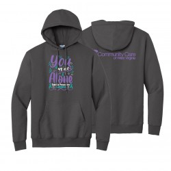 "SUICIDE PREVENTION AWARENESS - CCWV" PRINTED CHARCOAL HOODED SWEATSHIRT