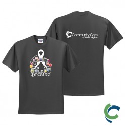 "LUNG CANCER AWARENESS - CCWV" PRINTED CHARCOAL TSHIRT