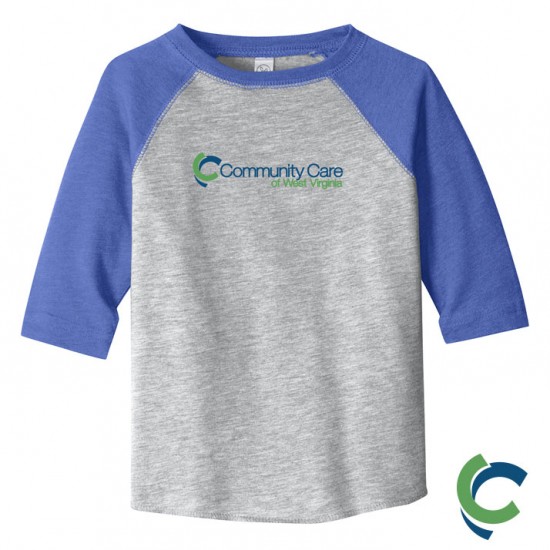 "COMMUNITY CARE OF WV" PRINTED Rabbit Skins™ Toddler Baseball Fine Jersey Tee
