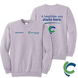 "A HEALTHIER YOU STARTS HERE - CCWV" PRINTED CREW NECK SWEATSHIRT