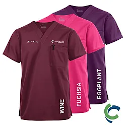 "OPTIONS FOR RECEPTION/NAVIGATION & PHARMACY TECHS" Butter-Soft Originals Unisex 2-Pocket V-Neck Scrub Top