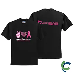 "BREAST CANCER AWARENESS - CCWV" PRINTED BLACK TSHIRT