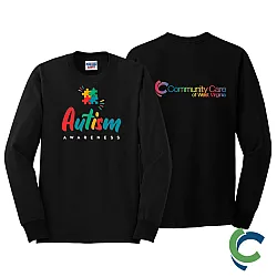 "AUTISM AWARENESS - CCWV" PRINTED BLACK LONG SLEEVE TSHIRT