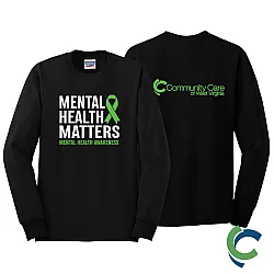 "MENTAL HEALTH AWARENESS - CCWV" PRINTED BLACK LONG SLEEVE TSHIRT