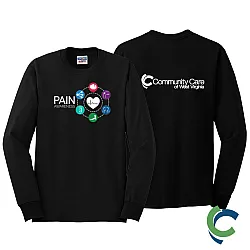 "PAIN AWARENESS - CCWV" PRINTED BLACK LONG SLEEVE TSHIRT