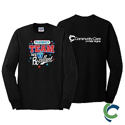 "PHARMACY - CCWV" PRINTED BLACK LONG SLEEVE TSHIRT