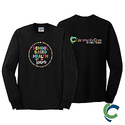 "SCHOOL BASED HEALTH TEAM - CCWV" PRINTED BLACK LONG SLEEVE TSHIRT