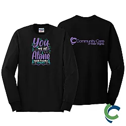 "SUICIDE PREVENTION AWARENESS - CCWV" PRINTED BLACK LONG SLEEVE TSHIRT