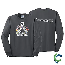 "LUNG CANCER AWARENESS - CCWV" PRINTED CHARCOAL LONG SLEEVE TSHIRT