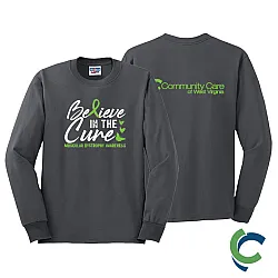 "MUSCULAR DYSTROPHY AWARENESS - CCWV" PRINTED CHARCOAL LONG SLEEVE TSHIRT