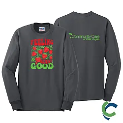 "STRAWBERRY FESTIVAL - CCWV" PRINTED CHARCOAL CREW NECK SWEATSHIRT