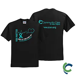 "ADDICTION AWARENESS - CCWV" PRINTED BLACK TSHIRT