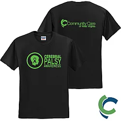 "CEREBRAL PALSY AWARENESS - CCWV" PRINTED BLACK TSHIRT