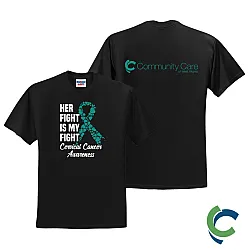 "CERVICAL CANCER AWARENESS - CCWV" PRINTED BLACK TSHIRT