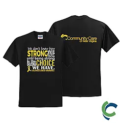 "CHILDHOOD CANCER AWARENESS - CCWV" PRINTED BLACK TSHIRT