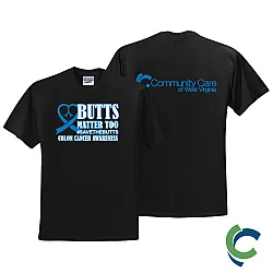 "COLON CANCER AWARENESS - CCWV" PRINTED BLACK TSHIRT