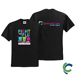 "FLU SHOT - CCWV" PRINTED BLACK TSHIRT