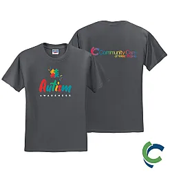 "AUTISM AWARENESS - CCWV" PRINTED CHARCOAL TSHIRT