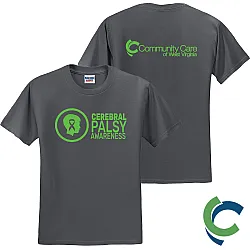 "CEREBRAL PALSY AWARENESS - CCWV" PRINTED CHARCOAL TSHIRT
