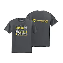 "CHILDHOOD CANCER AWARENESS - CCWV" PRINTED CHARCOAL TSHIRT