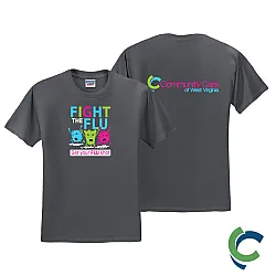"FLU SHOT - CCWV" PRINTED CHARCOAL TSHIRT