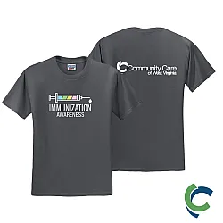 "IMMUNIZATION AWARENESS - CCWV" PRINTED CHARCOAL TSHIRT 