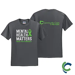 "MENTAL HEALTH AWARENESS - CCWV" PRINTED CHARCOAL TSHIRT